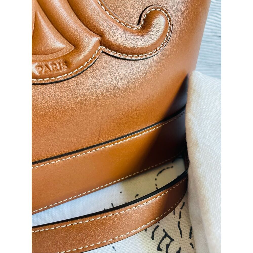 Celine Cuir Triomphe Small Calfskin Leather Bucket Crossbody Bag - Picture 3 of 12